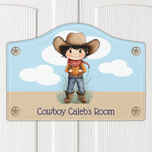 Cute Cowboy Marshall Star Personalized Door Sign