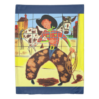 cute cowboy print duvet cover