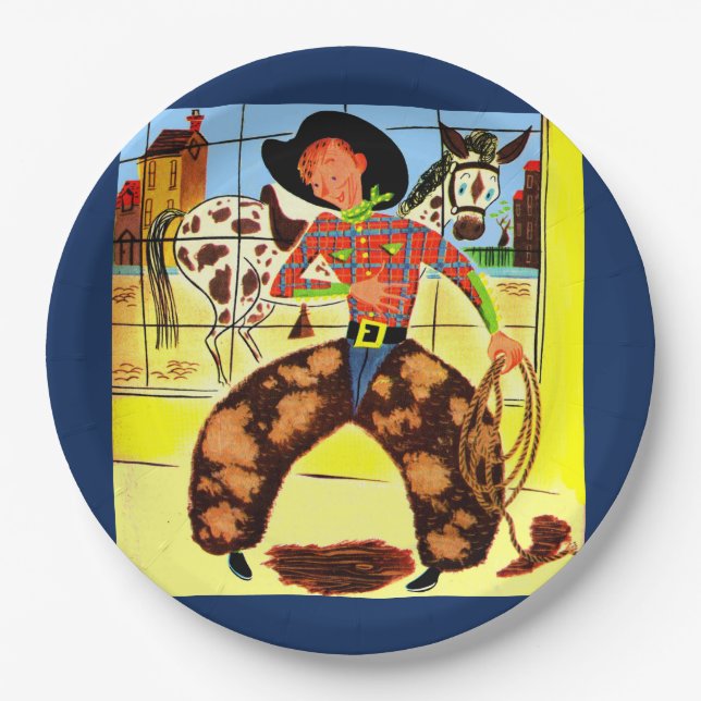 cute cowboy print paper plates (Front)