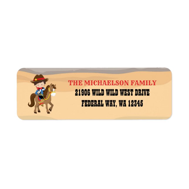 Cute Cowboy Return Address Label (Front)