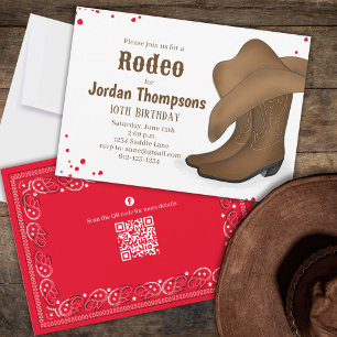 Cute Cowboy Rodeo Birthday Party Custom Invitation