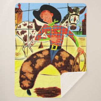 cute cowboy sherpa blanket