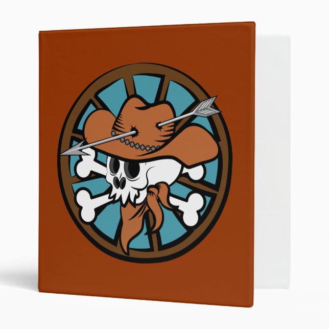 Cute Cowboy Skull 3 Ring Binder (Front/Inside)