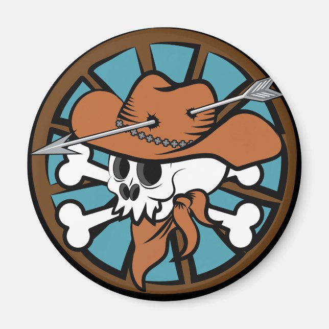 Cute Cowboy Skull and Crossbones Magnet (Front)