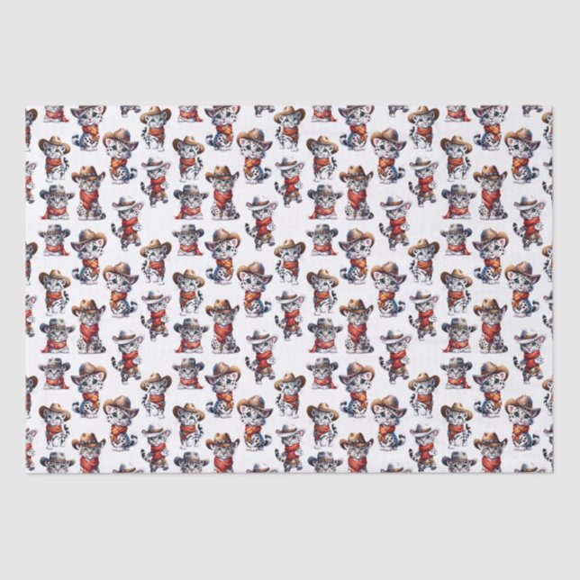 Cute Cowboy Snow Leopard  Tissue Paper (Front)