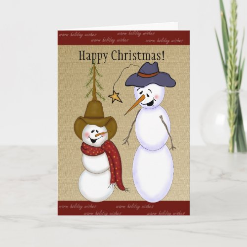 Cute Cowboy Snowman Christmas Holiday Card