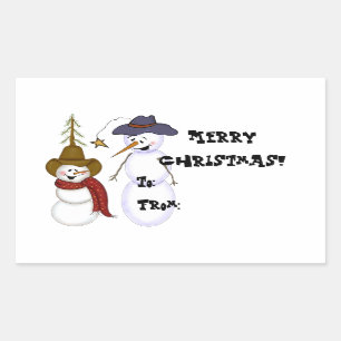 Cute Cowboy Snowman Gift Tag