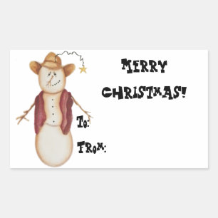 Cute Cowboy Snowman Gift Tag
