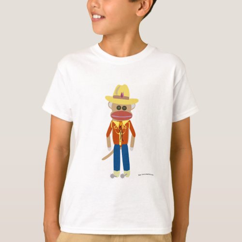 Cute Cowboy Sockmonkey Cartoon Character T_Shirt