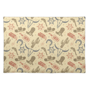 Cute Cowboy Stuff in the Wilderness Cloth Placemat