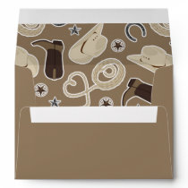 Cute Cowboy Theme Pattern Brown Envelope