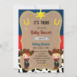 Cute cowboy twins invite