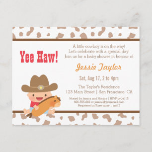 Cute Cowboy Western Theme Baby Shower Invitations