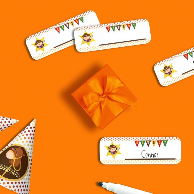 Cute cowboy wild west  name tag (Cowboys on the loose)