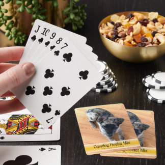 Cute Cowdog Heeler Mix Puppy Template Photo Poker Cards
