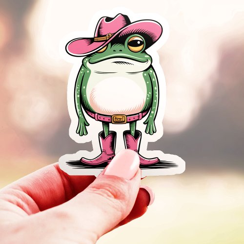 Cute Cowgirl Frog Vinyl Sticker