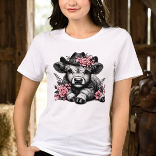 Cute Cowgirl Highland Cow  Tri-Blend Shirt