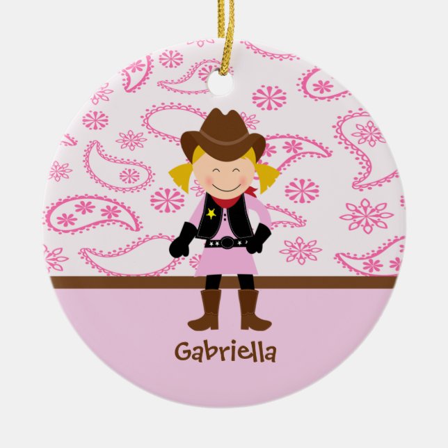 Cute Cowgirl in Pink Ornament (Front)