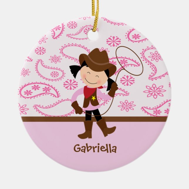 Cute Cowgirl in Pink Ornament (Front)