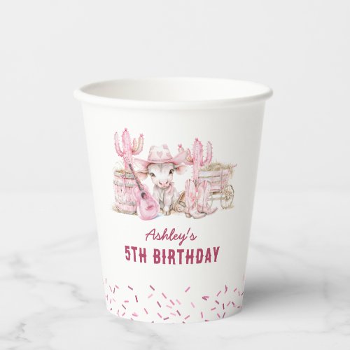 Cute Cowgirl Kids Birthday Paper Cups
