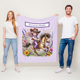 Cute cowgirl lovers girls add name fleece blanket