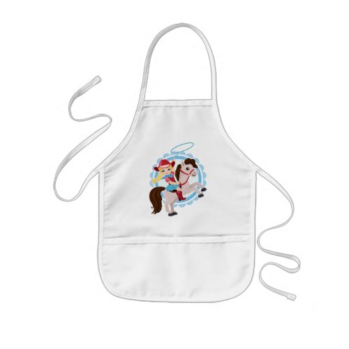 Cute Cowgirl on Horse _ Rodeo Blonde Kids Apron