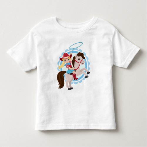 Cute Cowgirl on Horse _ Rodeo Blonde Toddler T_shirt
