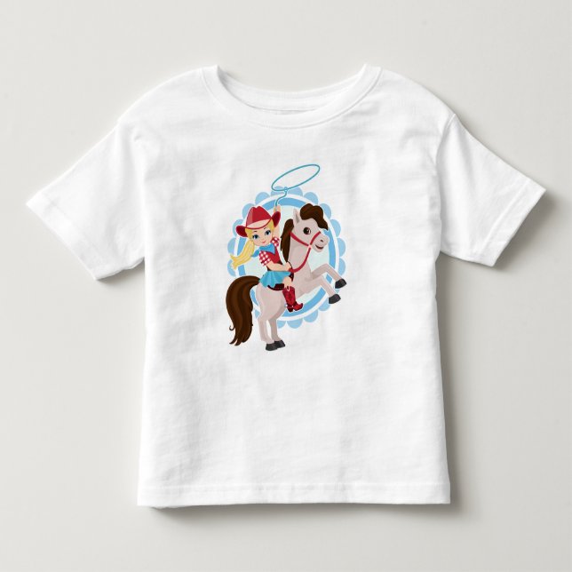 Cute Cowgirl on Horse - Rodeo Blonde Toddler T-shirt (Front)
