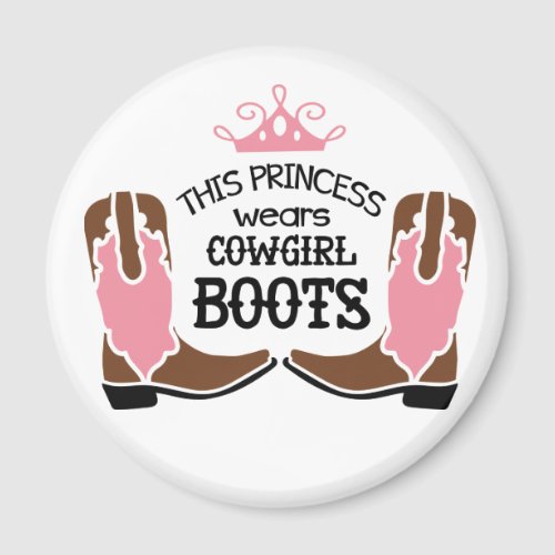 Cute Cowgirl Princess Cowboy Boots Horse Western Magnet