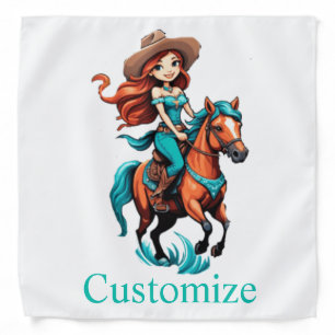 Cute Cowgirl Riding Pony Thunder_Cove Bandana