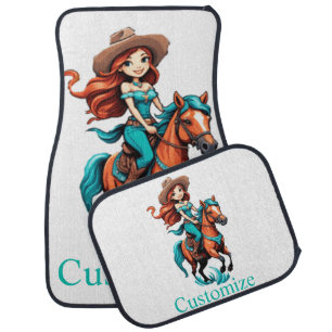 Cute Cowgirl Riding Pony Thunder_Cove Car Floor Mat