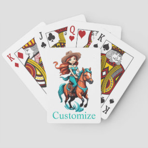 Cute Cowgirl Riding Pony Thunder_Cove Poker Cards
