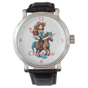 Cute Cowgirl Riding Pony Thunder_Cove Watch
