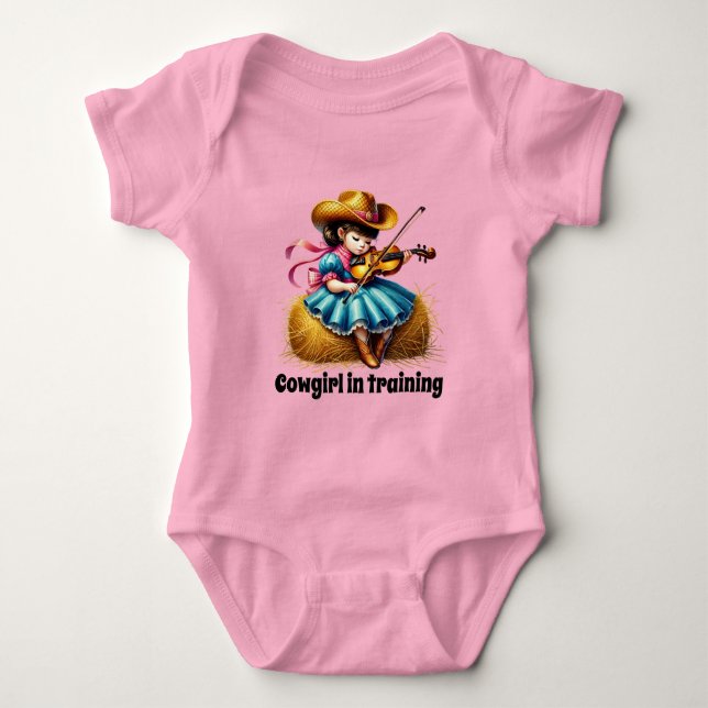 Cute cowgirl training customizable girls  baby bodysuit (Front)