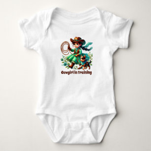 Cute cowgirl training customizable girls  baby bodysuit