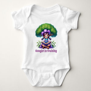 Cute cowgirl training customizable girls  baby bodysuit