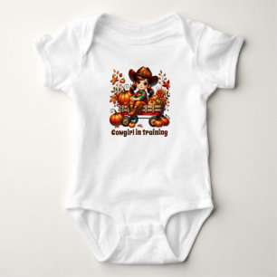 Cute cowgirl training customizable girls  baby bodysuit