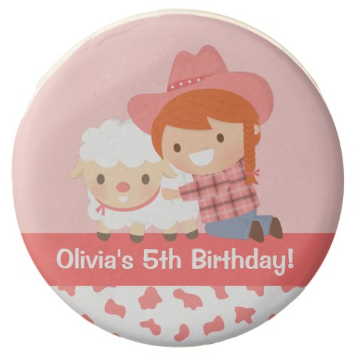 Cute Cowgirl with Lamb Girls Birthday Party Treats Chocolate Dipped Oreo