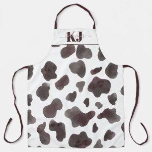 Cute Cowhide Pattern Monogram Apron