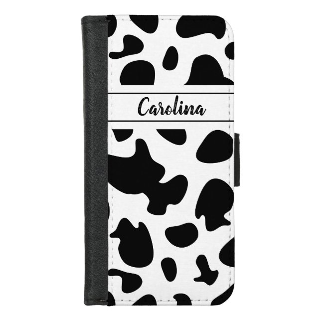  cute cowprint black and white pattern iPhone wallet case (Front)