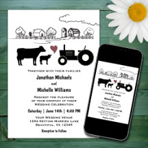 Cute Cows and Tractor Country Farm Wedding