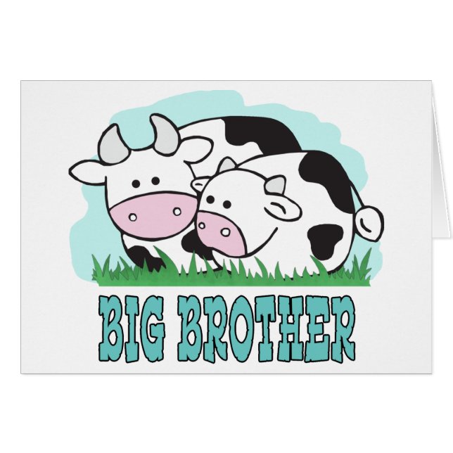 Cute Cows Big Brother Blank Card (Front Horizontal)