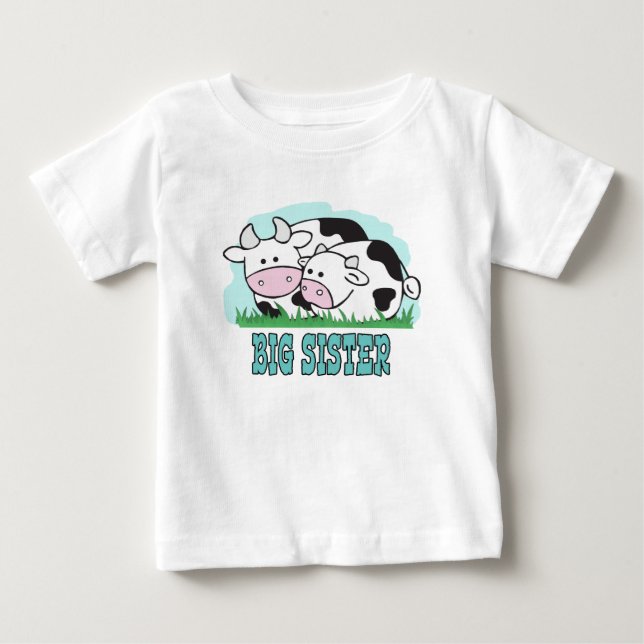 Cute Cows Big Sister Baby T-Shirt (Front)