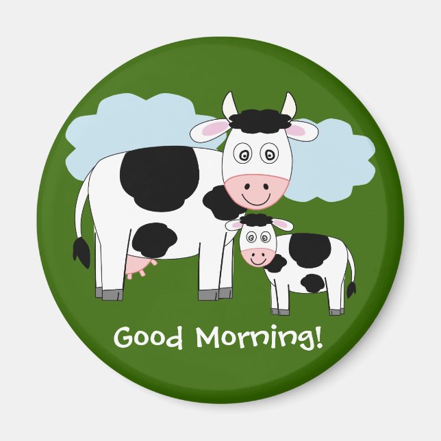 Cute cows  fridge magnet  "Good morning" (Front)