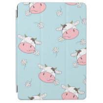 Cute cows seamless pattern. Vintage childish backg iPad Air Cover
