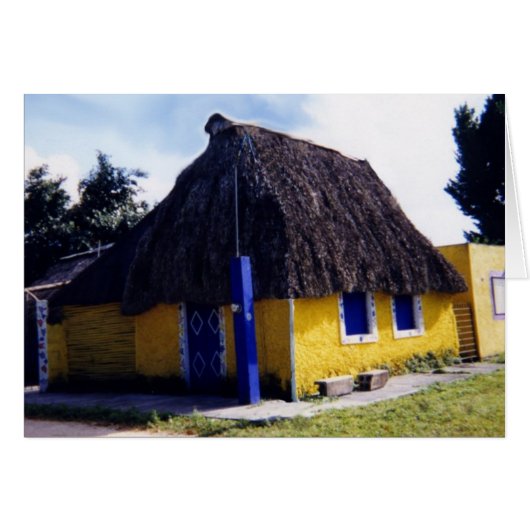 Cute Cozumel Thatched Roof Home Cards (Front Horizontal)