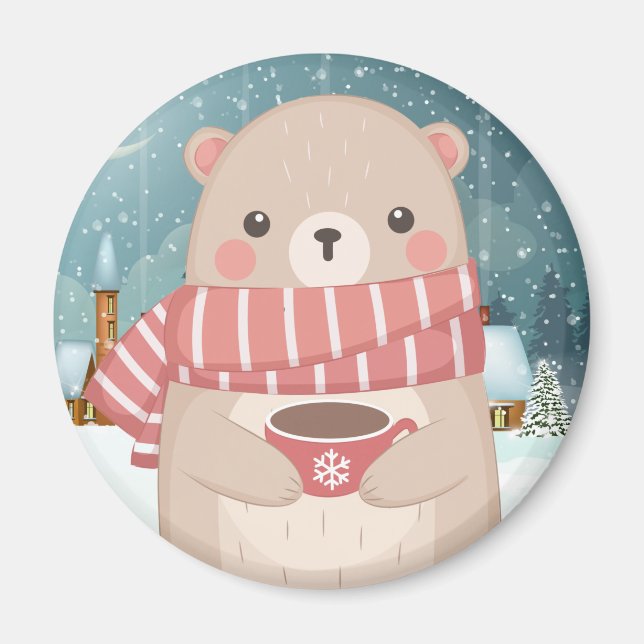 Cute Cozy Bear Magnet (Front)
