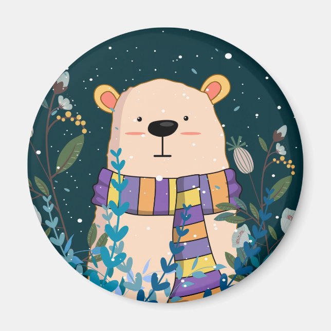 Cute Cozy Bear Magnet (Front)