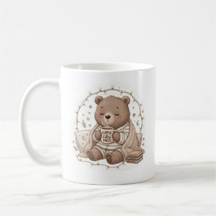 Cute Cozy Bear with Coffee Hygge Aesthetic Coffee Mug