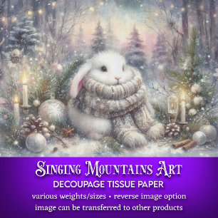 Cute Cozy Bunny Winter Wonderland Decoupage Tissue Paper